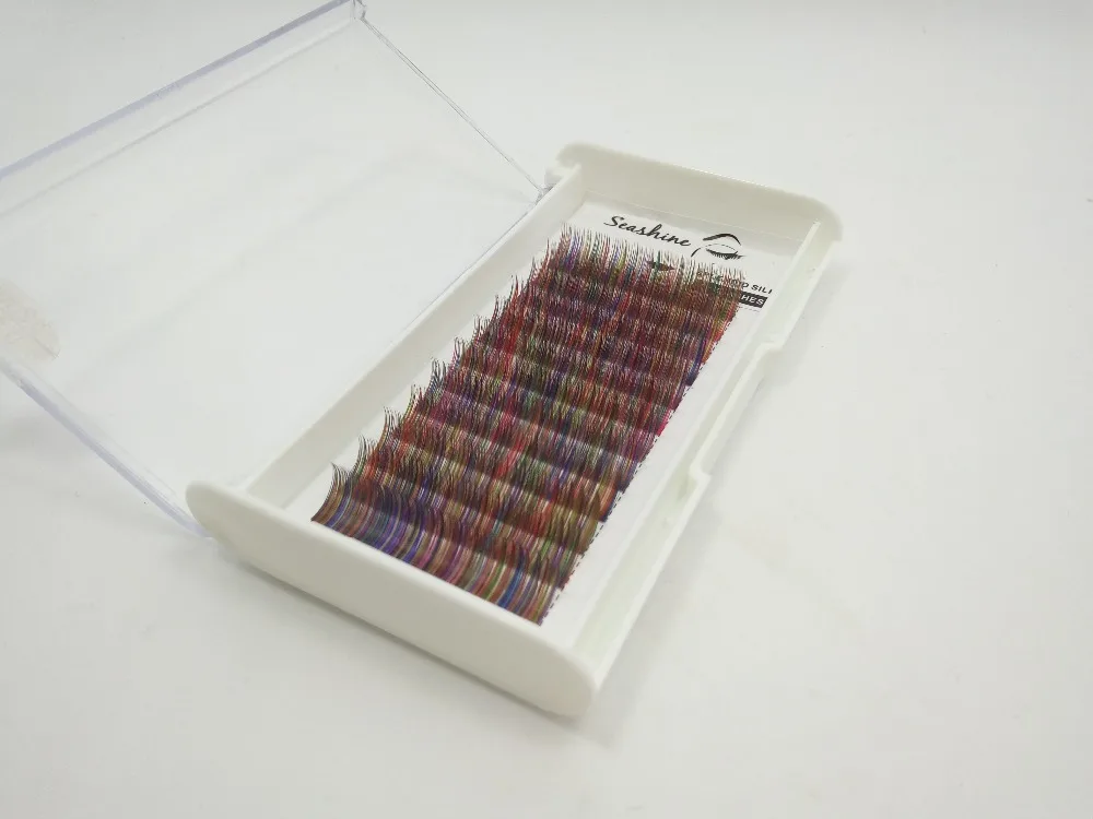 

Colorful Korea Eyelash Individual Lashe mix Colors 12lines/Tray Rainbow Colored Eyelash Extension Natural Long makeup