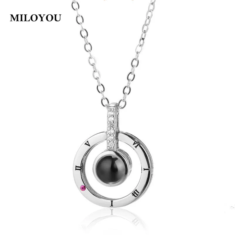 

MILOYOU 100 Language I Love You Necklace for Women Romantic Rose Gold Silver Color Love Memory Wedding Pendant Necklace ML036