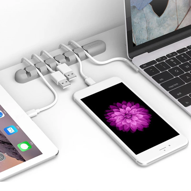 

Data Cable Winder Buckle Protection Rope Desktop Wire Organizer Silicone Cables Holder Charging Cord Winders Digital Accessories