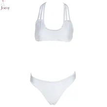Women White Solid Lattice Back Halter Swimsuit One Piece Swimsuit Bathing Suit 2016 Summer New Brief Beach Sexy Women Swimwear