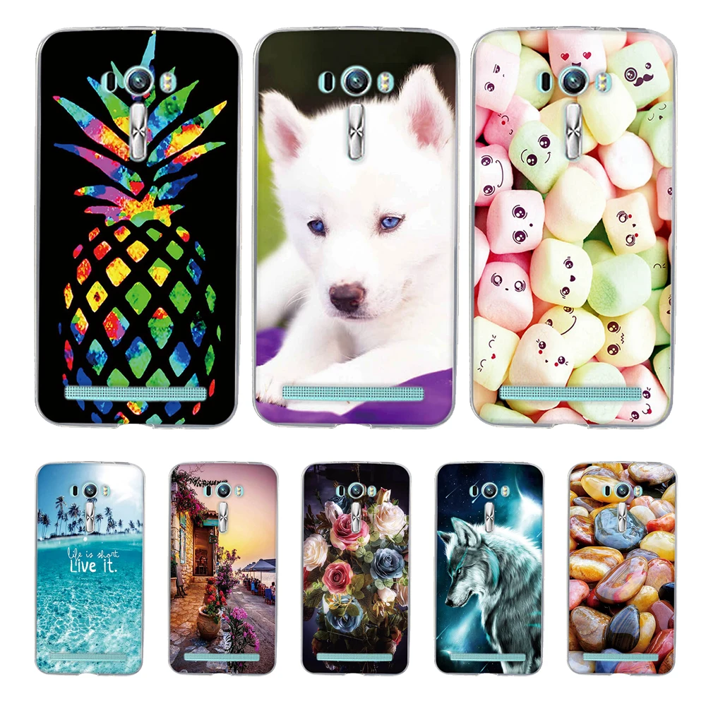

Cute Fundas For Asus ZenFone 2 Laser ZE550KL Case Cover Soft TPU Silicone For Asus 2 ZE550KL Ze551kl Z00LD Cartoon Pattern Coque