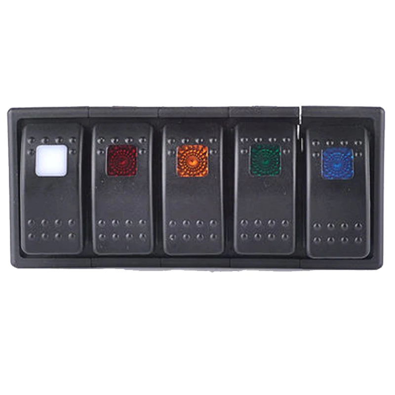 6 Gang Rocker Switch Panel for Car RV Boat Yacht 5 Combined Color Self-locking ON-OFF switch Marine Boat Accessories