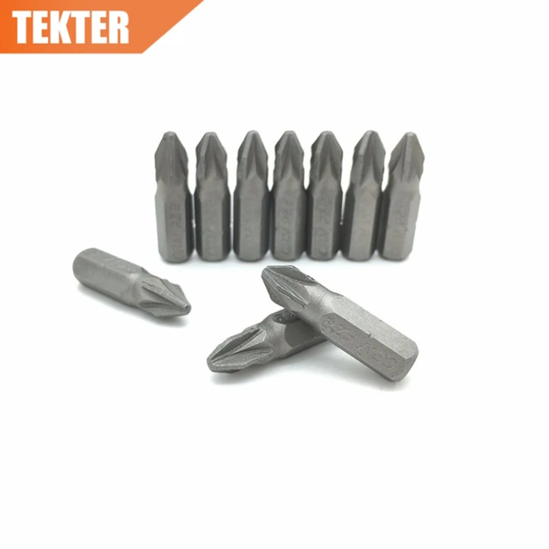 

TEKTER 10 Pieces Chrome Vanadium Cr-v Steel #2 Pozi Screwdriver Bits 25mm Hex Shank Torque PZ2 Screwdriver Tool Set Chave