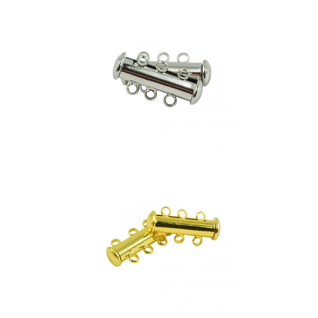 

10Pcs Silver Golden Plated Multi 3 Strand Slide Magnetic Tube Lock Clasps/Connectors for Necklace /Bracelet Jewelry Findings