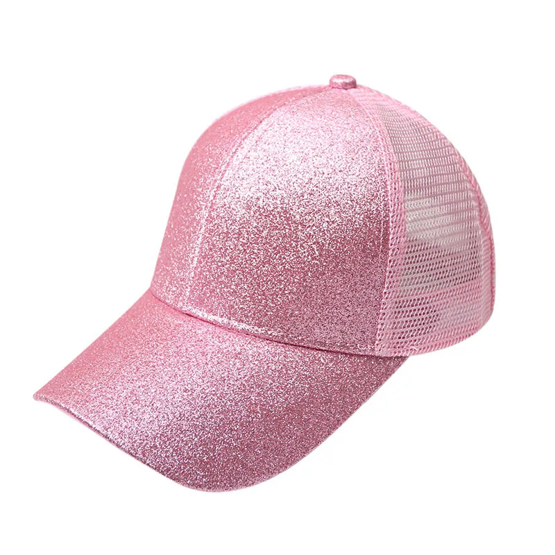 Бейсбольная кепка с хвостиком для девочек, блестки, флуоресцентная Женская кепка в стиле хип-хоп, летняя мигающая сетчатая шапка, на заказ, Уличная Повседневная Спортивная Кепка - Цвет: light purple