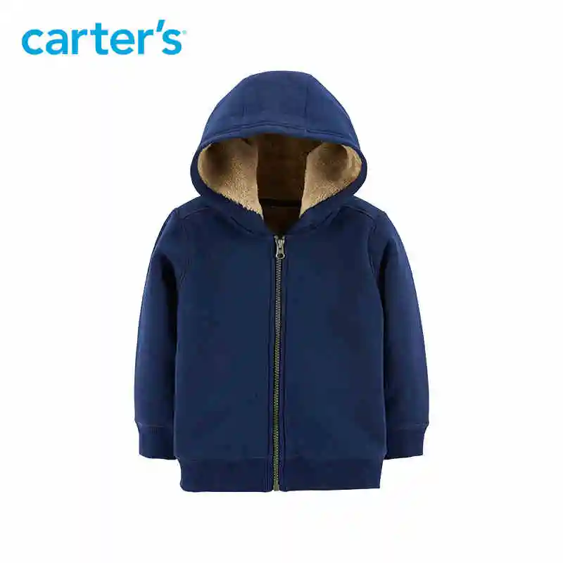 Carter's zip up fuzzy lined hoodie blue long sleeve hooded autumn winter jacket for boy warm kid clothing 243I113 Carter's zip up fuzzy lined hoodie blue long sleeve hooded autumn winter jacket for boy warm kid clothing 243I113