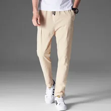 2019 new men's pants youth solid color cotton and linen casual pants male Korean version of the slim feet pants trend 5 colors 2019 new men's pants youth solid color cotton and linen casual pants male Korean version of the slim feet pants trend 5 colors