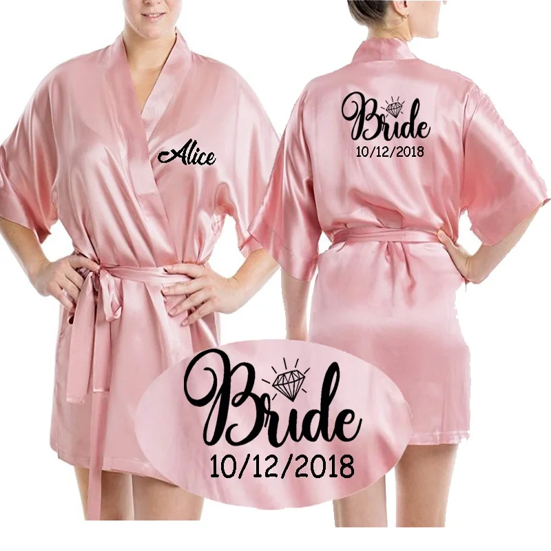 Personalized Peacock Wedding Robe Bridesmaid Bride Mother Dressing Gown Satin * 