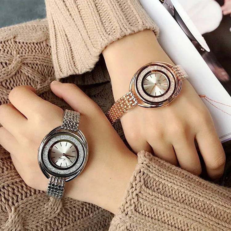 

2018 New Fashion Stainless Steel Gold & Silver Band Quartz Wtach Luxury Women Rhinestone Watches Valentine Gift For Women