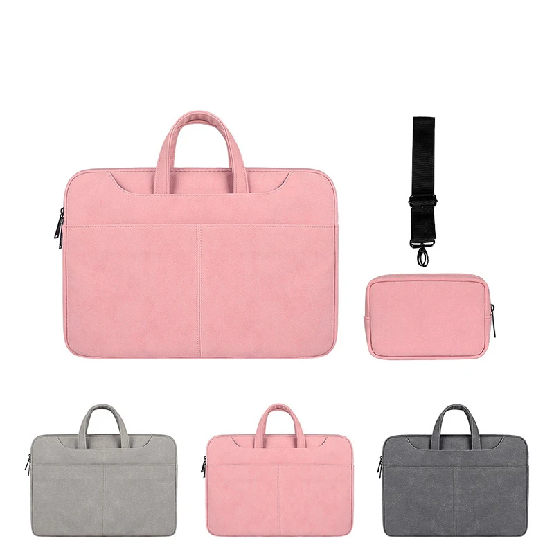 

Wholesale grey laptop bag shoulder messenger bag 15.6 13.3 15.4 Leather Laptop bag case casual Laptop bag for women/men