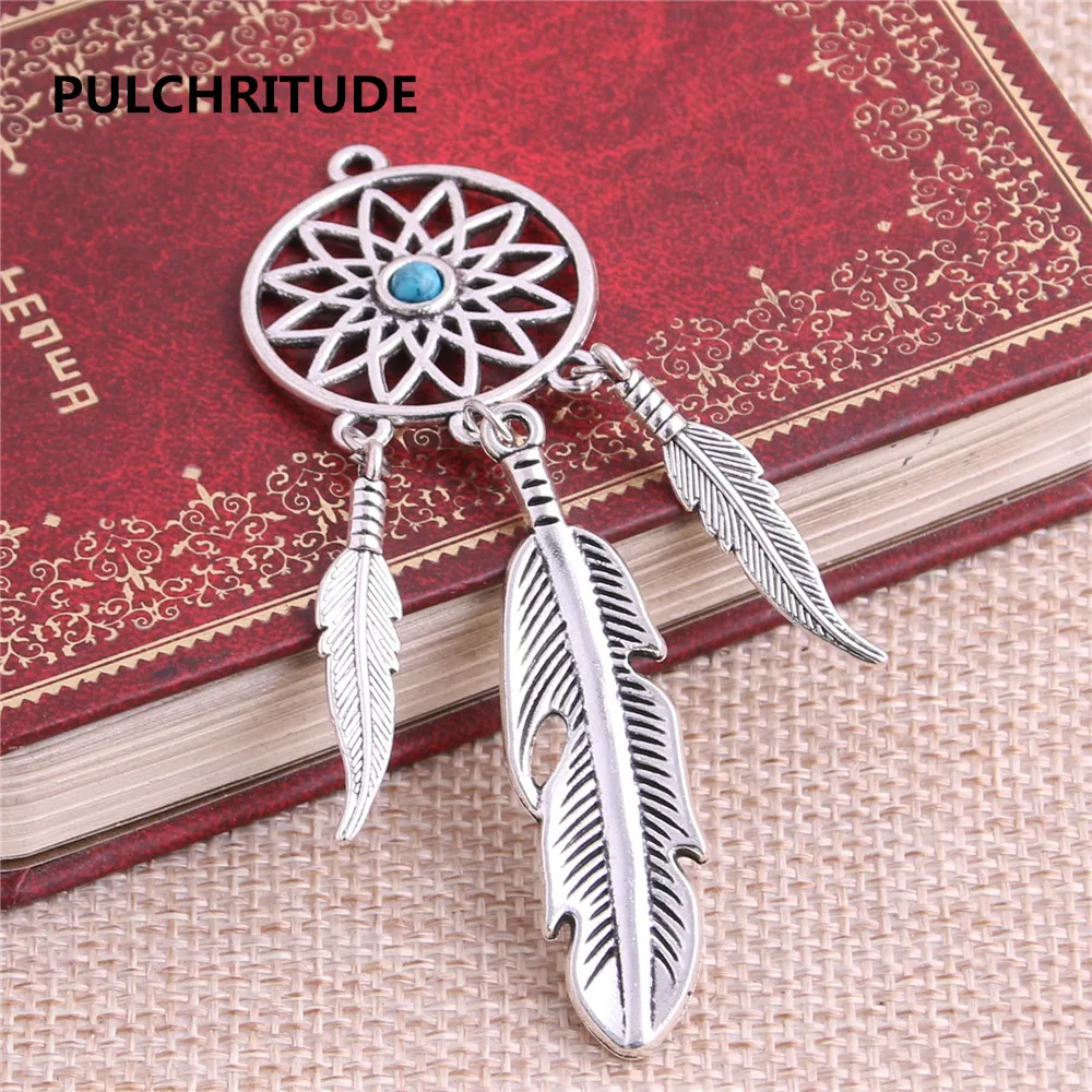 PULCHRITUDE 5 шт./лот металлическая античная бронза серебряное дерево перо Синий Ловец
