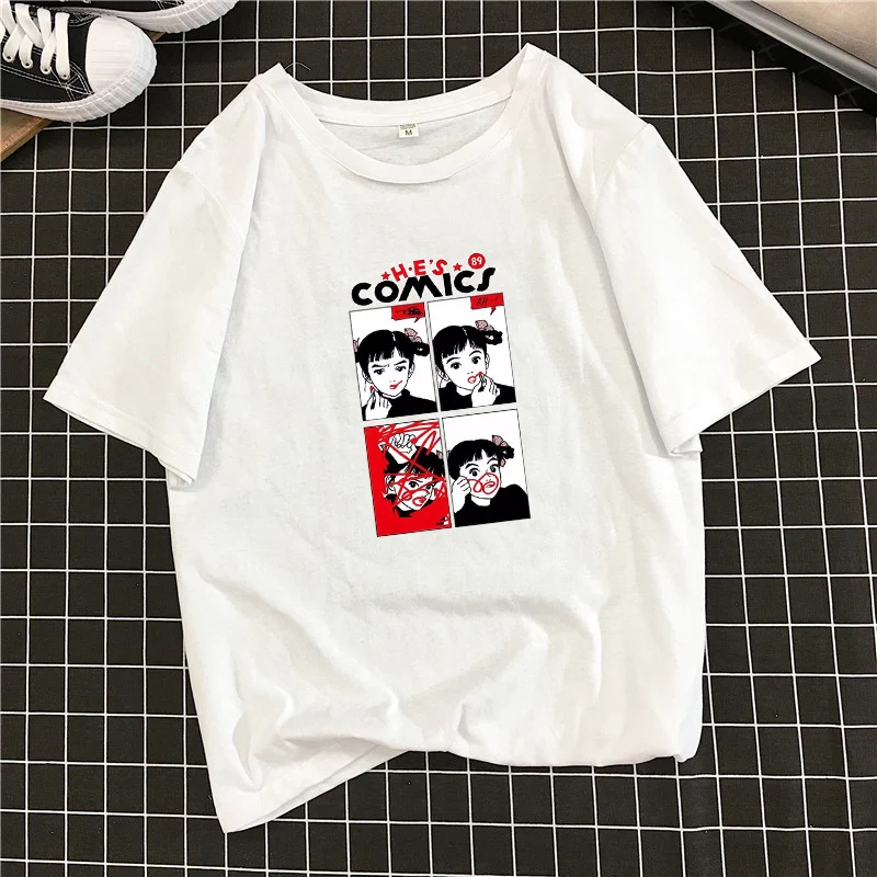 

Harajuku Hot Selling T-shirt Woman Spring Summer Girl Print Short Sleeve O Neck Cotton Womens Tops Loose Woman Tshirt Tops