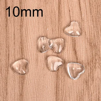 

50 pcs/lot 10mm Transparent Glass Cabochons Clear Heart & Flat Back Thickness 4mm for DIY Jewelry Making Handmade Accessories