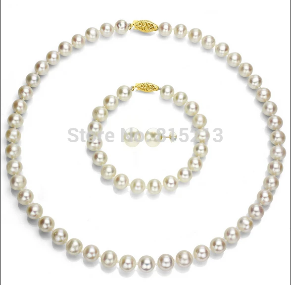 

ddh00922 14k Yellow Gold White Round Akoya Pearl Jewelry Set (7-8 mm)