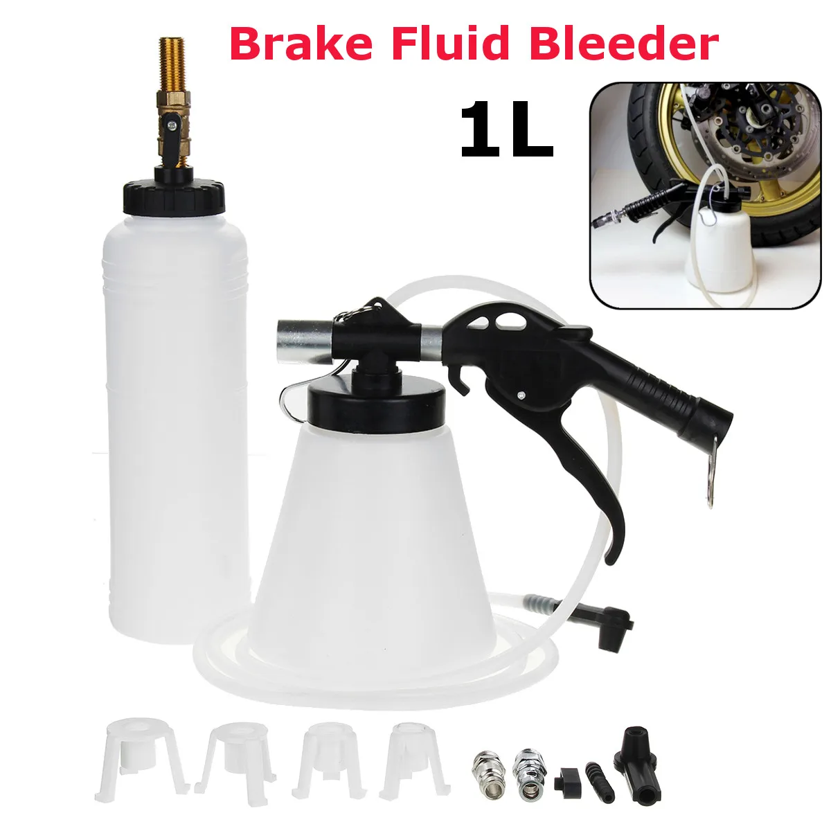 1L Air Brake Bleeder Kit Pneumatic Clutch Vacuum Oil Bleeding Extractor