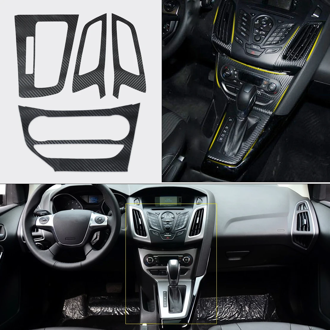 Beler для 2012 2013 Ford Focus 3 MK3 AT автоматический Стайлинг автомобиля интерьер центральной консоли из углеродного волокна литьевая наклейка