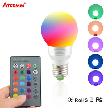 

5W RGB E27 LED Bulb 85-265V 24Key Remote Controller LED Diode Spotlight Night Light Home Indoor Festival Decoration Lighting