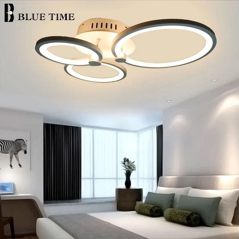 Современный светодиодный светильник для гостиной, спальни, столовой, черный и белый, современный светодиодный светильник, AC110-220V