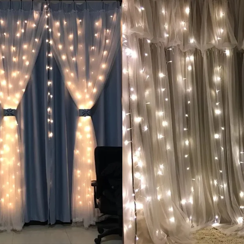 6 м * 3 м 600LED Шторы Фея Строка с подсветкой сосулька водопад Освещение праздник огней партии Рождество Свадебные украшения 110 /220 В
