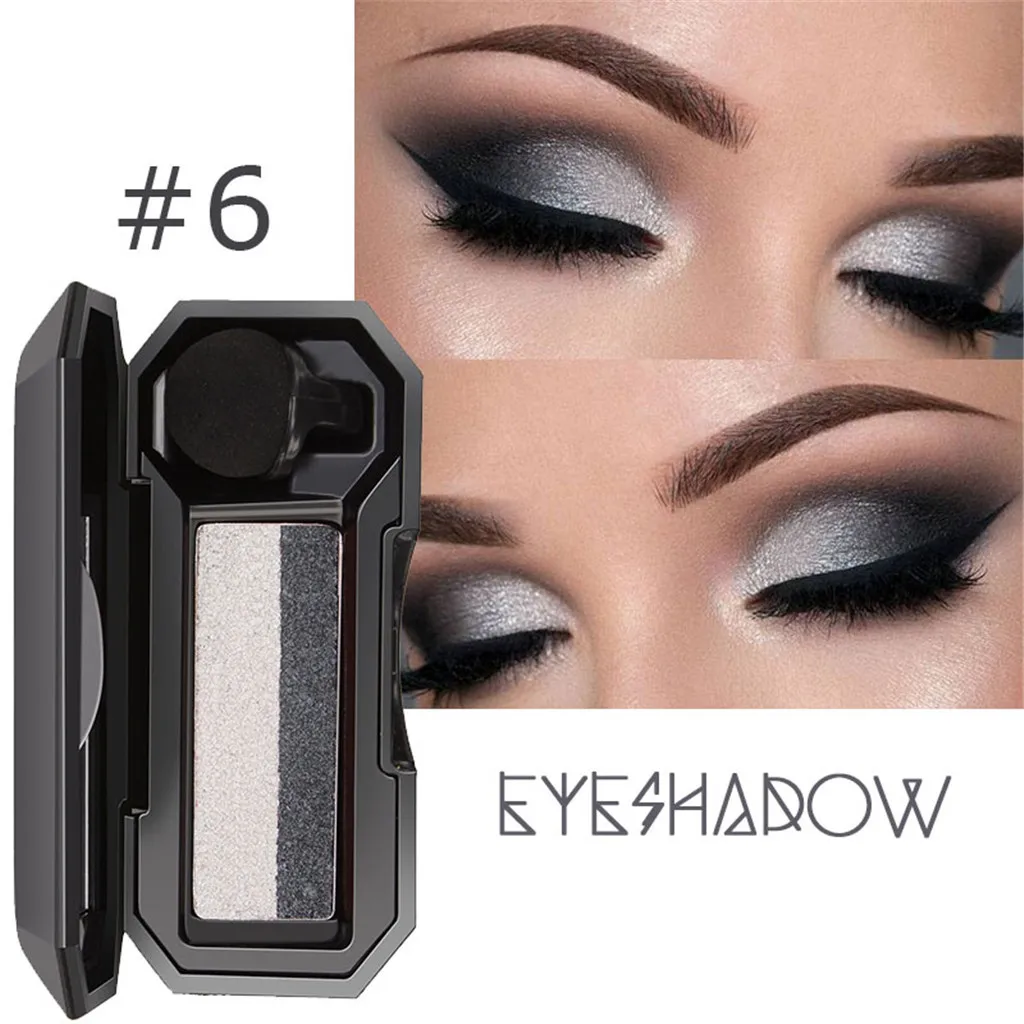 

Shimmer Two-color Stamp Eyeshadow Palette Makeup Powder Flexibility Lasting glitter eye shadow 5.15
