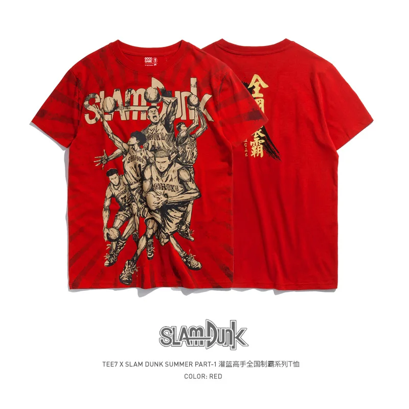 

TEE7 Men Casual Short Sleeve t shirt Slamdunk Japan Youth Anime Cotton Fashion Printed Male Fitness Blouse