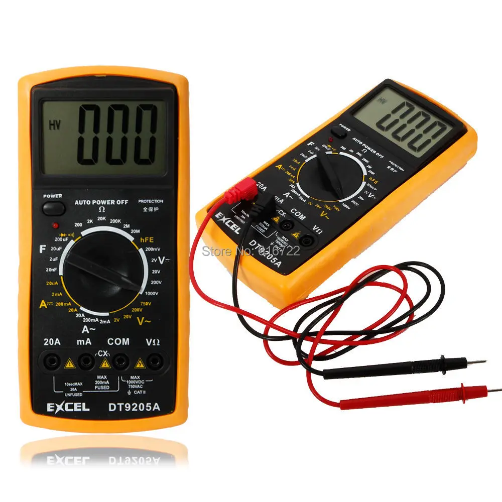 EXCEL DT9205A Digital Multimeter LCD AC DC Automatic Range Power OFF