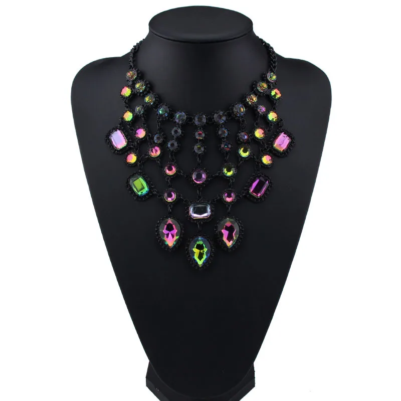 Women font b Luxury b font Multicolor Long Necklace Tassel Femme Vintage Maxi Statement Neckalce Pendant