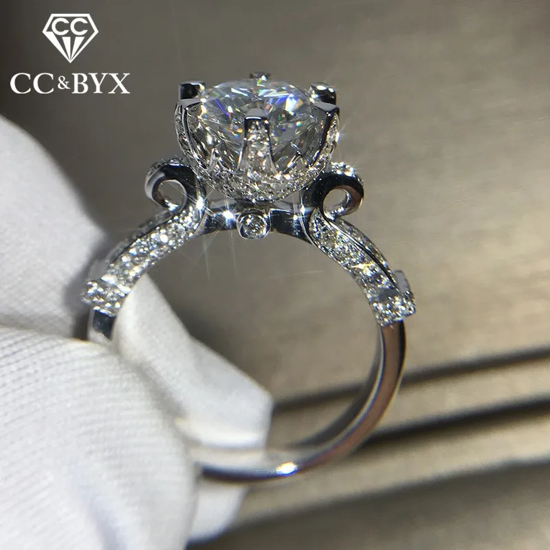 Cc Rings Women Pure 925 Silver Round Cubic Zirconia Stone - AliExpress