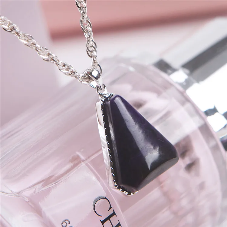 Genuine Natural Purple Sugilite Gemstone Crystal Fashion Silver Pendant For Women Lady Drop Shipping AAAAA 19*16*7mm