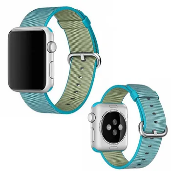 

38/42mm Watchband for iWATCH With Adapters Woven Nylon Fabric Wrist Strap Replacement Band Black Blue Stainless Steel Buckle