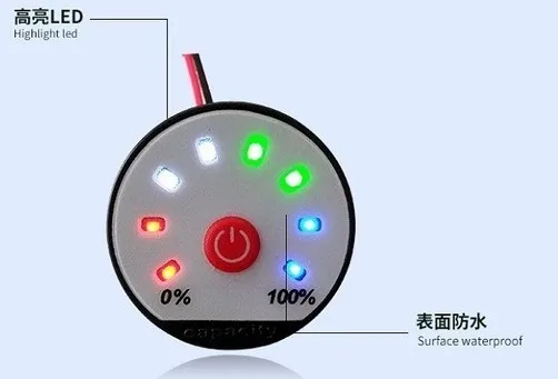 

battery level indicator 8 LED lights battery power indicating light with switch 8-65v universal type battery capacity meter