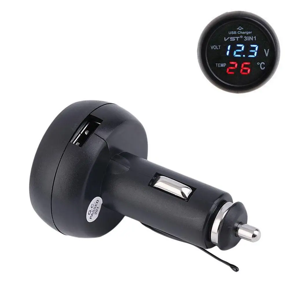 3 in 1 Digital Car voltmeter LED voltimetro 12v 24V thermometer in the