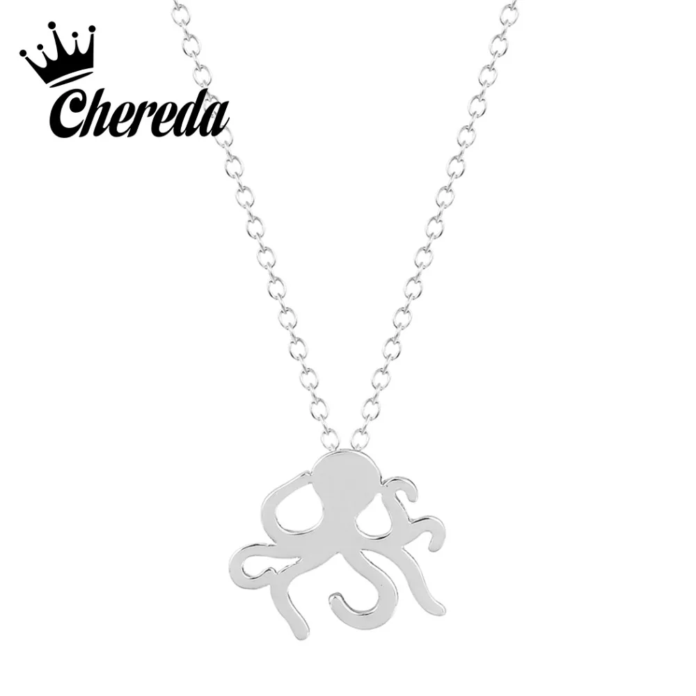 

Chereda Vintage Octopus Necklace Women Cute Animal Necklaces Fish Necklace&Pendants Chain Choker Girl Jewelry