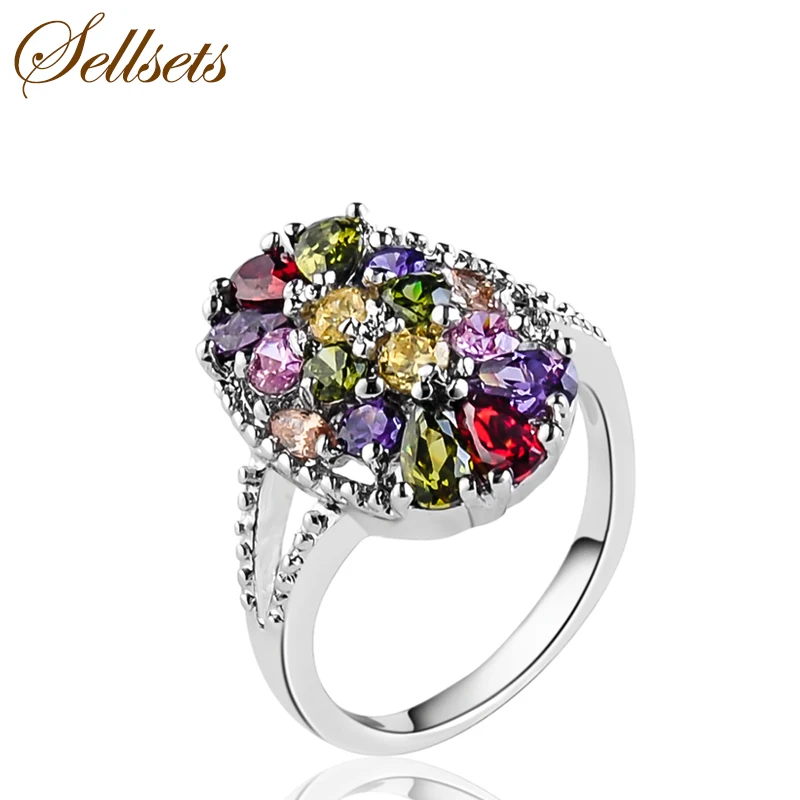 

Sellsets New Fashion Oval Cubic Zirconia Ring Top AAA Zircon Gold Color Ring For Women