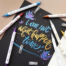 JIANWU 10 шт./компл. рисунок металлик двойная головка Маркеры Ручка перламутровый цвет художественные Маркеры Ручка пуля журнал поставок Симпатичные кисти ручки