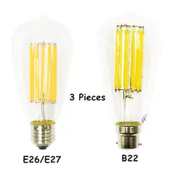 Винтаж ST64 лампы, 12 Вт светодиодный ST64 Edison ЛАМПЫ-средний винт базы E26/E27 B22 декоративные огни ST64 лампа для жилых