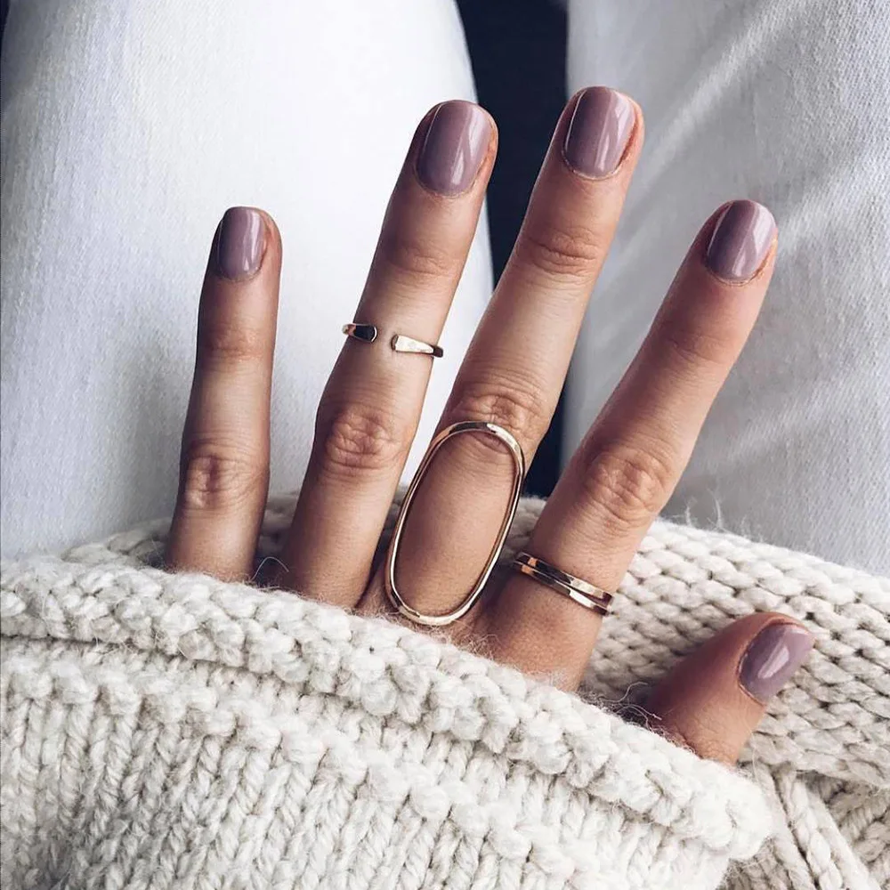 

Fashion New Personality Simple Geometric Hollow Round Joint Ring 4 Piece Set Set Unisex Party Hundred Matching Accessories