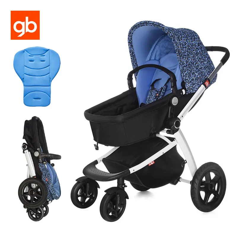 GB Luxury 2 in 1 Baby Stroller Leopard Printing High Landscape Sit/Lie Pushchair Reversible Seat Adjustable Fold Carriage | Мать и