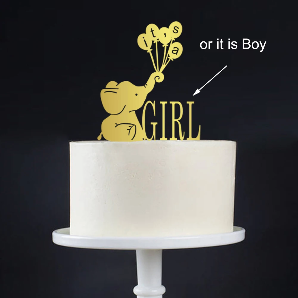 STOBOK Baby Girl Baby Shower Cumpleaños Elefante Cake Cupcake Toppers Decoraciones de Pasteles para Birthday Baby Shower Decoraciones para Fiestas Suministros favores Azul 