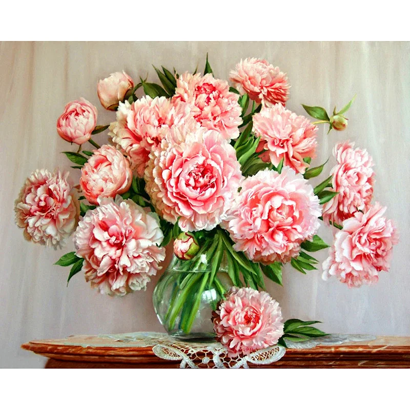 5D Diamond Embroidery Chinese rose Flowers Diy Painting Cross Stitch Kits for Round Rhinestone Mosaic Needlework | Дом и сад