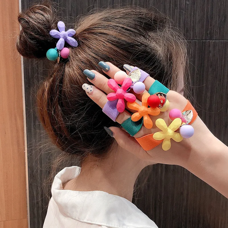 

New Fashion Women Flower Ball Ponytail Holder Elastic Hair-Band Hair Accessories Ropes Sweet Girls Hairband
