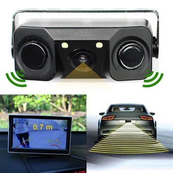 

Living Waterproof Parking Sensor 3In 1 Car Parking Reversing Radar Sensors Rear View Backup 170 Degree Camera With Night View