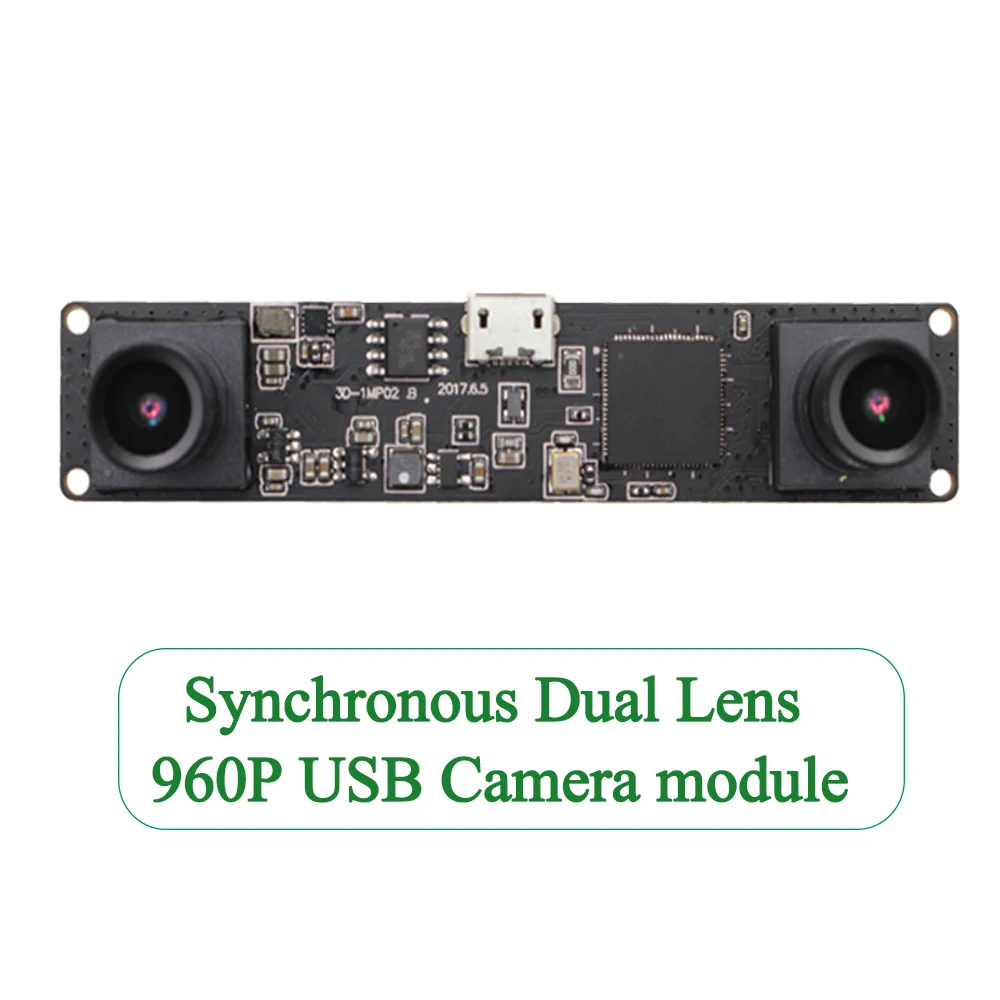 

ELP USB Camera Module Micro Mini Industrial USB 2.0 Synchronized Dual Lens Stereo Camera Driverless for 3D VR