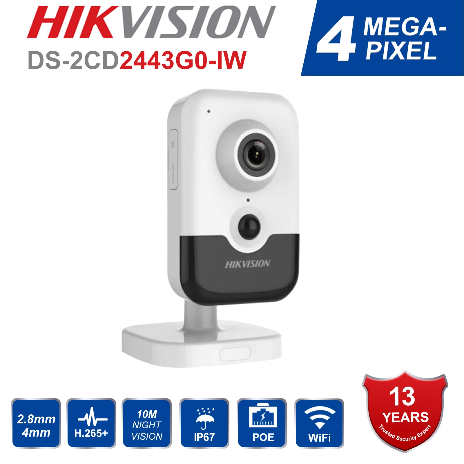 

Original HIK Wireless Security Camera DS-2CD2443G0-IW poe IP camera onvif Indoor 4MP IR Cube WiFi beveiligings cam