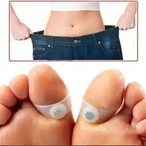2Pcs Magnet Lose Weight Technology Healthy font b Slim b font Loss Toe Ring Sticker Silicon