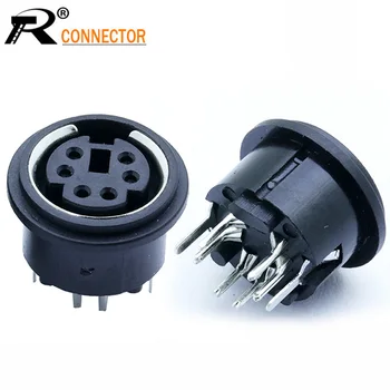 

10pcs/lot 6 Pin Mini DIN Female Socket Connector 6 Poles DIN Mini Jack PS2 Mini Circular DIN Terminal Chassis