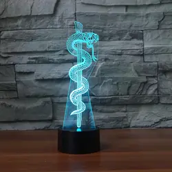 3D визуальный семь Цвет Изменение светодиодный змея Форма настольная лампа USB ночник сенсорная кнопка светильники подарки на Рождество