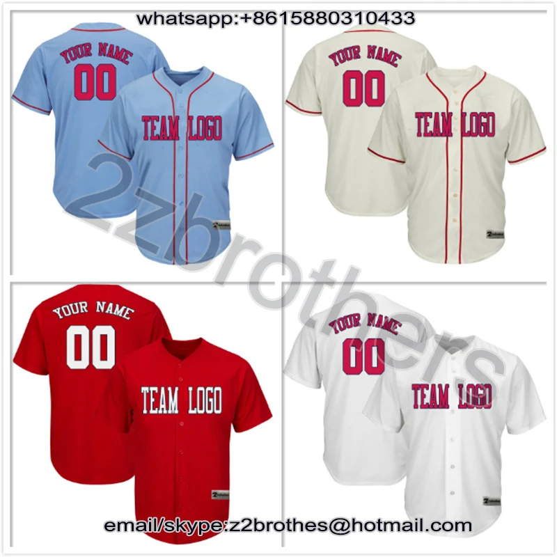 

China OEM Custom Baseball Jersey Full Button Design DIY Your Own College T-Shirt Embroidered Name Number St. Louis Men Women Kid