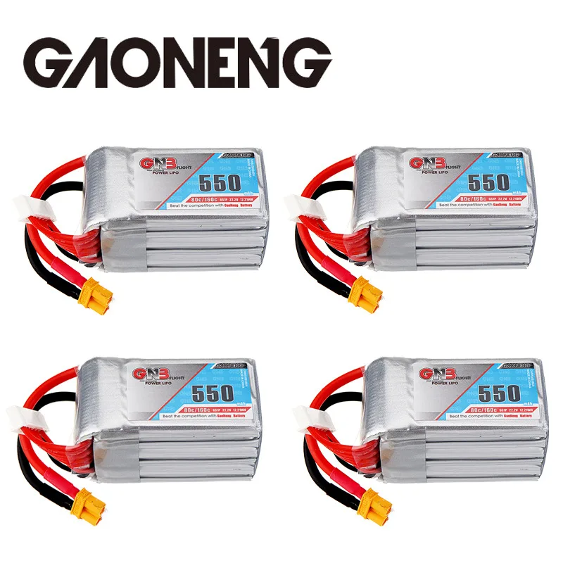 

1/2/4 PCS Gaoneng GNB 22.2V 550mAh 80C 6S Lipo Battery with XT30 Plug for X140HV GT R369 Arrow3 FPV Racing Drone Quadcopter