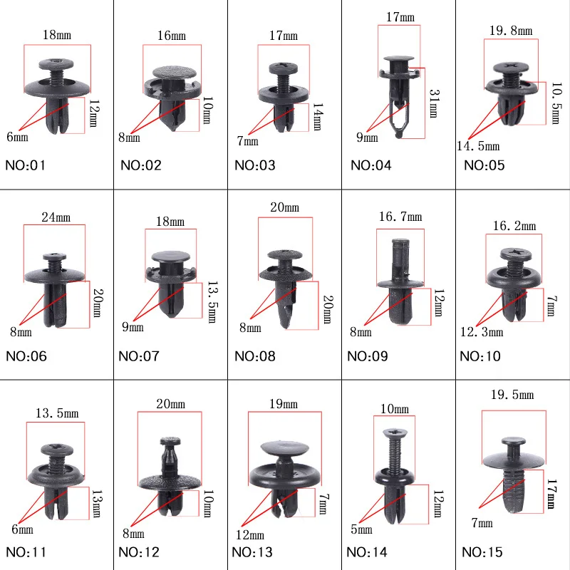 180 шт Универсальный смешанный автомобильный Бампер Лист пластина крыло багажник винтовые заклепки набор для всех автоматическое пластиковое крепление зажимы